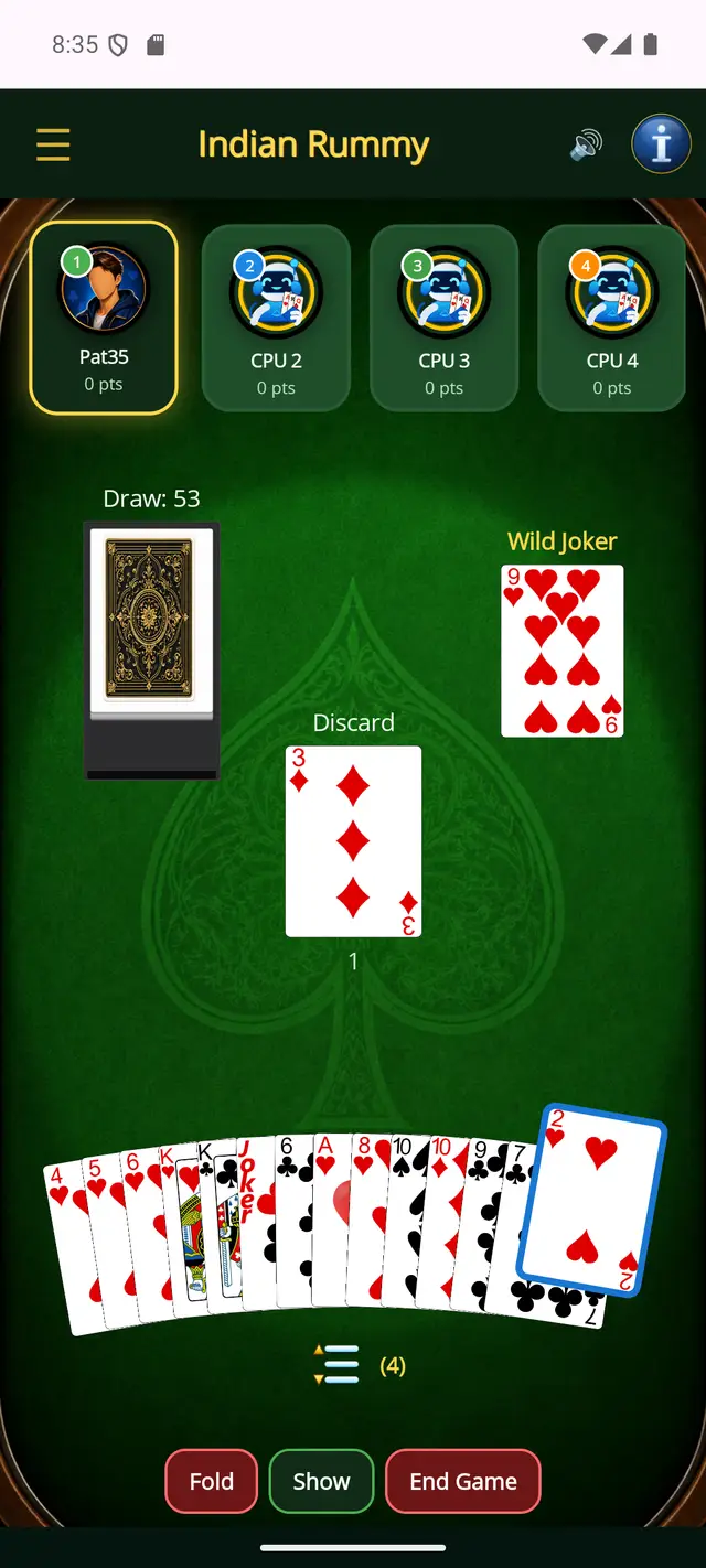 Indian Rummy — Draw and discard