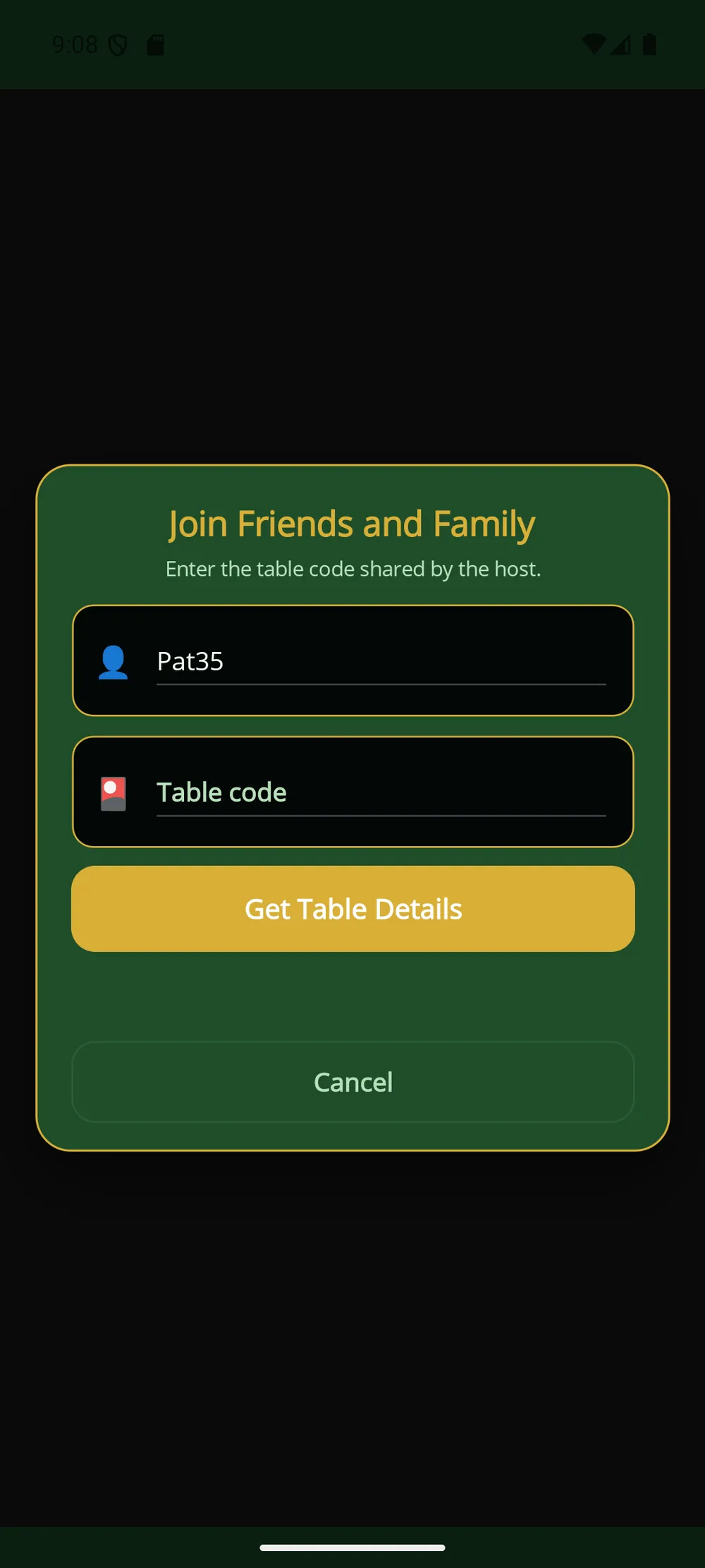 Card Games app — Join by code